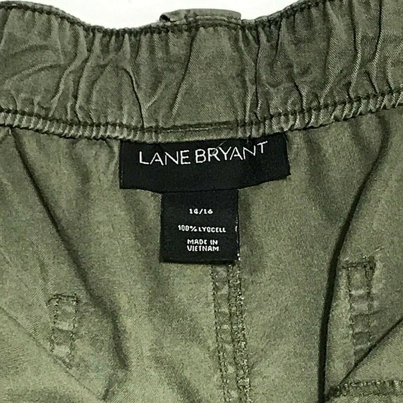 Lane Bryant Olive Pleated Wide Leg Crop Pant 38x22 - Picture 6 of 8